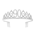 Silver 90th birthday tiara with sparkling rhinestones and integrated hair combs - 90 Years Old Silver