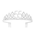 Silver 55th birthday tiara with rhinestones and side hair combs for women's party - 55 Years Old Silver