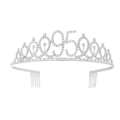 Sparkling silver 95th birthday crown with rhinestones and built-in side hair combs - 95 Years Old Silver