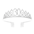 Elegant silver birthday tiara with rhinestones and number 30 featuring hair combs - 30 Years Old Silver