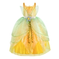 Robe de fée princesse verte et jaune pour filles avec couche de tulle à étoiles brillantes - 100cm / Style Fée Jaune Vert