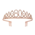 Rose gold birthday tiara with rhinestones featuring number 80 design for women - 80 Years Old Rose Gold