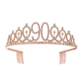 Elegant rose gold 90th birthday tiara featuring sparkling crystals and metal hair combs - 90 Years Old Rose Gold