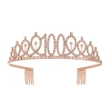 Rose gold 100th birthday crown with white rhinestones and hair combs for women - 100 Years Old Rose Gold