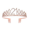 Sparkling rose gold 21st birthday crown with white rhinestones and side combs for women - 21 Years Old Rose Gold