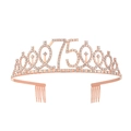 Rose gold tiara headband with sparkling number 75 rhinestones for 75th birthday - 75 Years Old Rose Gold