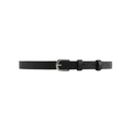 Cintura minimalista in pelle nera con fibbia in metallo argento per vestito Addams - 110cm / Cinturino in Pelle Nera
