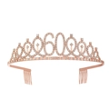 Rose gold 60th birthday tiara with rhinestones and built-in hair combs for women - 60 Years Old Rose Gold