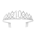 Silver crown headpiece with sparkling rhinestones featuring number 100 for birthdays - 10 Years Old Silver