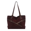 Vintage-Shopper mit Leopardenmuster, braunen Lederriemen und goldfarbenen Metallbeschlägen - Rot
