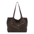 Retro-Shopper mit Leopardenmuster, braunen Lederriemen und Metallschnallendetails - Braun