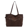 Retro-Shopper mit Leopardenmuster, braunen Kunstlederriemen und goldenen Schnallen - Braun