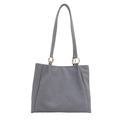 Bolso tote minimalista azul grisáceo con hebillas de metal dorado y correas largas - Azul