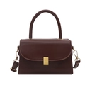 Minimalistische retro dunkelbraune Lederhandtasche mit Gold-Schnalle und Schultergurt - Braun