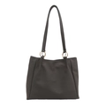 Bolso tote minimalista de lona gris oscuro con aros dorados para el uso diario en primavera - Negro