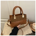 Sac bandoulière marron vintage avec texture animalière et anses tressées - Léopard Marron