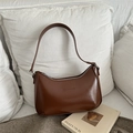 Borsa hobo marrone retrò in pelle liscia con logo Fashion and Bags goffrato - Cuoio
