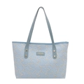 Hellblaue Shopper Tasche mit Sternen-Steppmuster und langen Schultergurten - Blau Ohne Anhänger