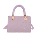Lavender square tote bag with silver star patterns and adjustable crossbody strap - Purple
