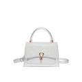 Silver glitter crossbody handbag with gold U-shaped buckle and structured top handle - Silver