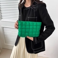 Fashionable bright green quilted cloud handbag with textured bubble design for women - Green