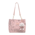 Bolso de hombro rosa claro con estampado de nubes y tierno colgante de nube - Rosa Con Adorno