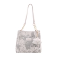 Bolso de hombro chic con estampado de nubes blancas y grises con motivos de luna y estrella - Blanco con Colgante