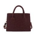 Deep burgundy leopard print tote bag with stylish top handles and a crossbody strap - Red