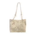 Beige tote bag with celestial stars and moon patterns with chain shoulder strap - Yellow without Pendant
