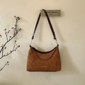 Bolso bandolera retro color caramelo con cadena de leopardo y acabado de cuero mate - Grande / Marrón