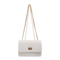 Borsa a tracolla trapuntata bianca con catena dorata e chiusura a girello minimale - Bianco