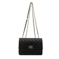 Borsa a tracolla trapuntata nera con catena dorata e chiusura a girello elegante - Nero