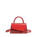 Red crossbody handbag with fashion lettering and gold-tone hardware detail - Red