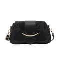Borsa a tracolla nera minimalista con fibbia a mezzaluna dorata e stampa di lettere scure - 24*13.5*7cm / Nero