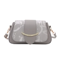 Borsa a tracolla grigio chiaro minimalista con fibbia dorata e stampa di lettere - 24*13.5*7cm / Argento