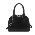 Elegant black shell crossbody bag featuring leopard print panel and gold hardware - Black