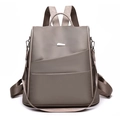Zaino da donna in nylon grigio con tasca geometrica per il tempo libero e i viaggi - Cachi