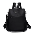 Zaino classico nero in tessuto Oxford da donna con design minimalista e placchetta metallica - Nero