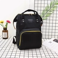 Mochila de tela Oxford negra con cremalleras amarillas y asa superior grande - Negro