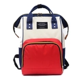 Rucksack aus Oxford-Gewebe in Creme Rot Navy mit Doppelgriffen und großer Fronttasche - Mischfarbe