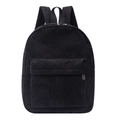 Mochila clásica de pana negra con bolsillo frontal y gran capacidad para estudiantes - Negro / 19 Pulgadas