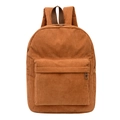 Mochila minimalista de pana color marrón camello con bolsillo delantero y bolsillos laterales - Marrón / 19 Pulgadas