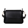 Minimalist black baguette bag with matte leather finish and elegant gold hardware - Black