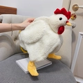 Cute white plush chicken shaped crossbody bag with yellow straps and soft fleece texture - White