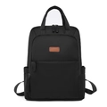 Zaino da viaggio minimalista in tessuto Oxford nero con spallacci regolabili e tasche laterali - Nero