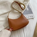 Chic brown crescent underarm bag in premium PU leather with minimalist retro style - Brown