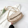 Borsa a tracolla beige a fiori con stampa a margherita e manico a catena alla moda - Cachi