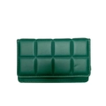 Minimalist deep green quilted leather crossbody square bag with modern stitch design - Dark Green