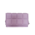 Chic lavender purple padded quilted crossbody bag with silver hardware for women - Purple