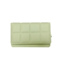 Chic mint green quilted crossbody square bag with elegant stitching and flap closure - Light Green